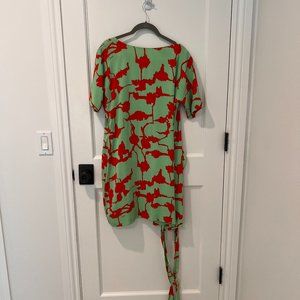 Diane Von Furstenberg - Green & Red Wrap Dress - Size 6